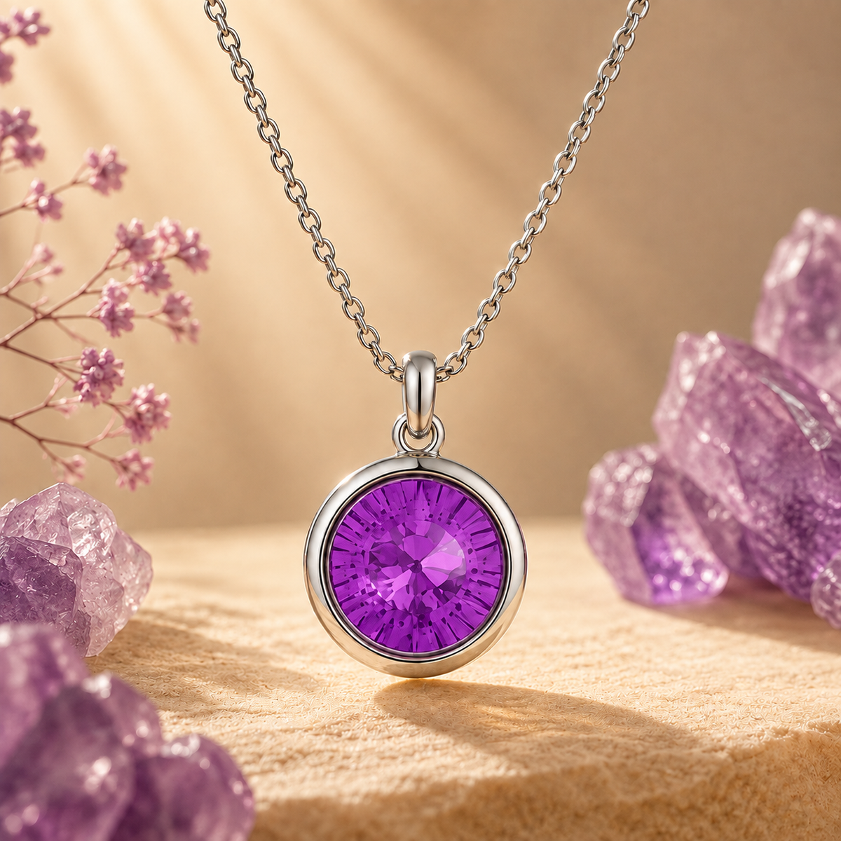 Tourmaline zodiac gemstone pendant necklace