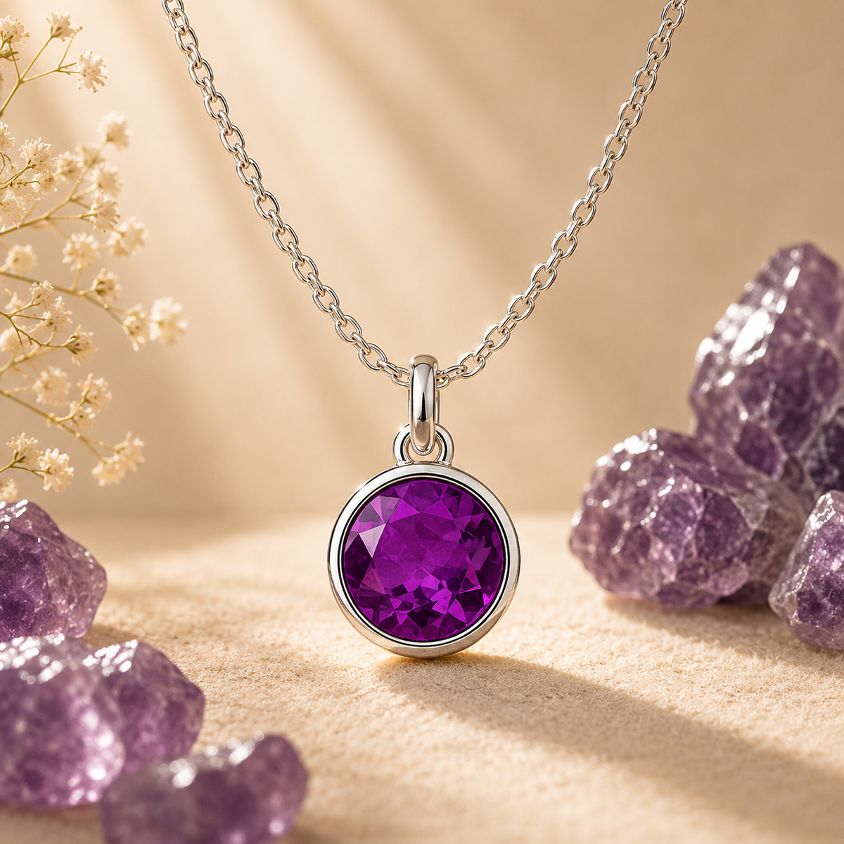 Alexandrite zodiac gemstone pendant necklace